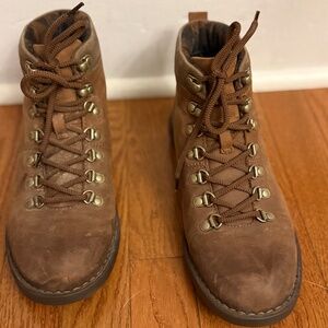 Brown leather lace-up boots